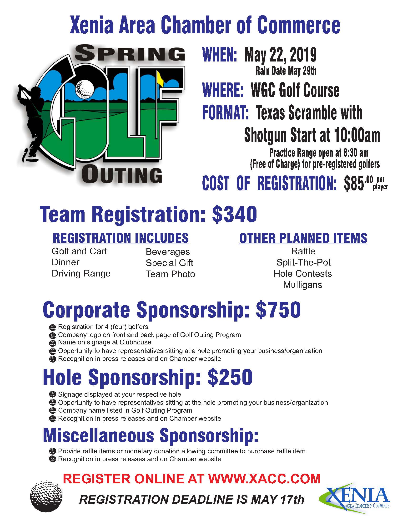 XACC Spring 2019 Golf Flyer Page 1