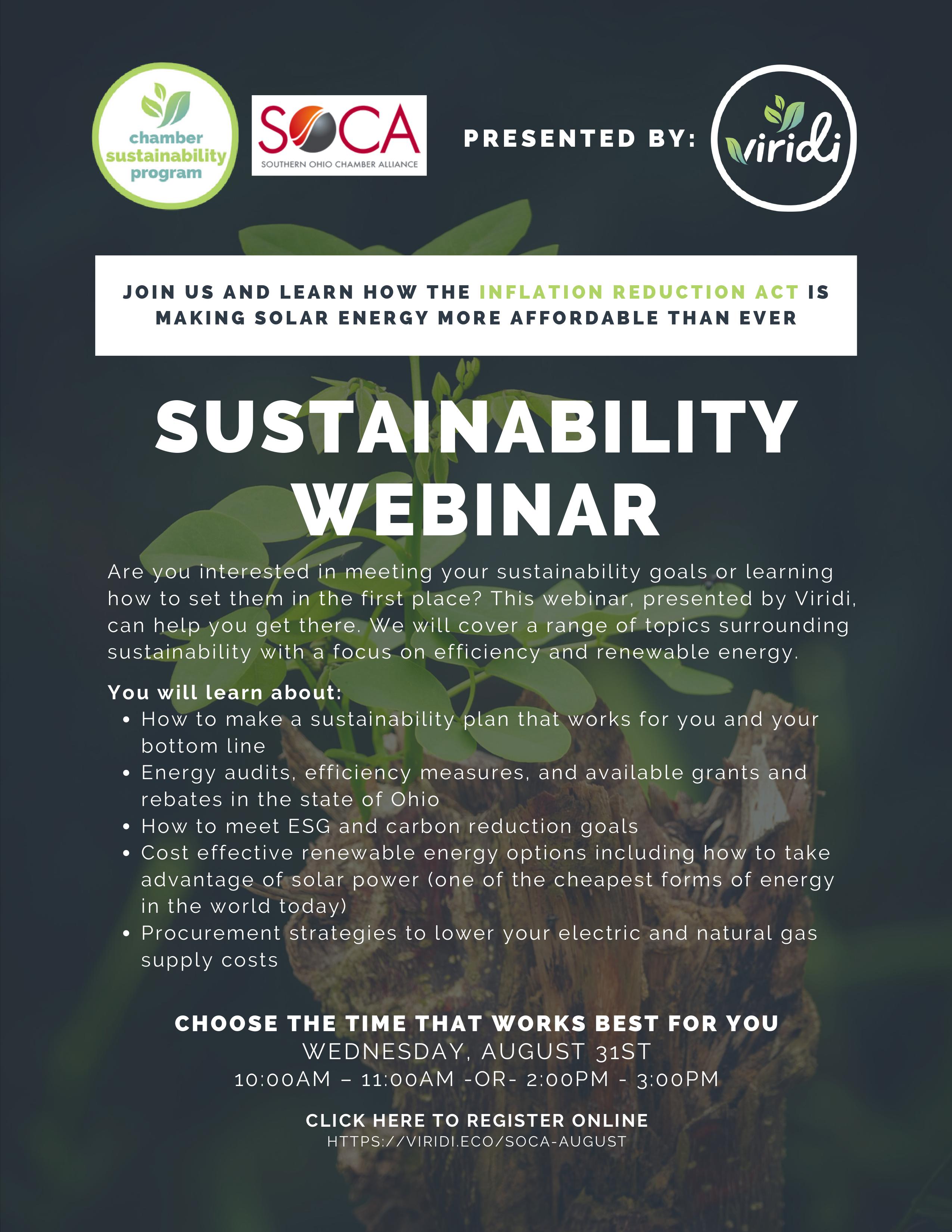 Sustainability Seminar Flyer SOCA August New Information